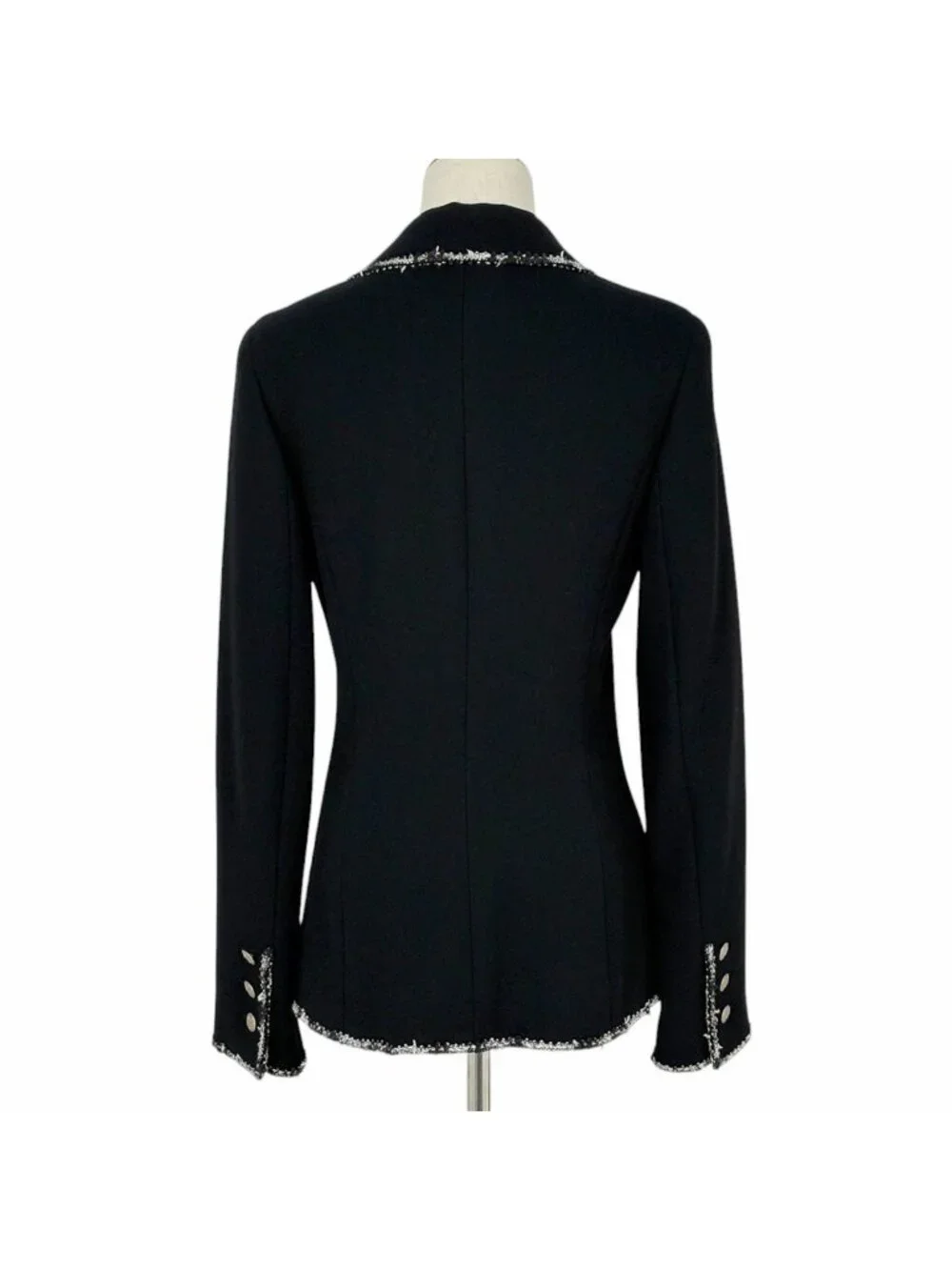 Chanel CC Logo Tailored Jacket Emblem 05c Outer Wool Black